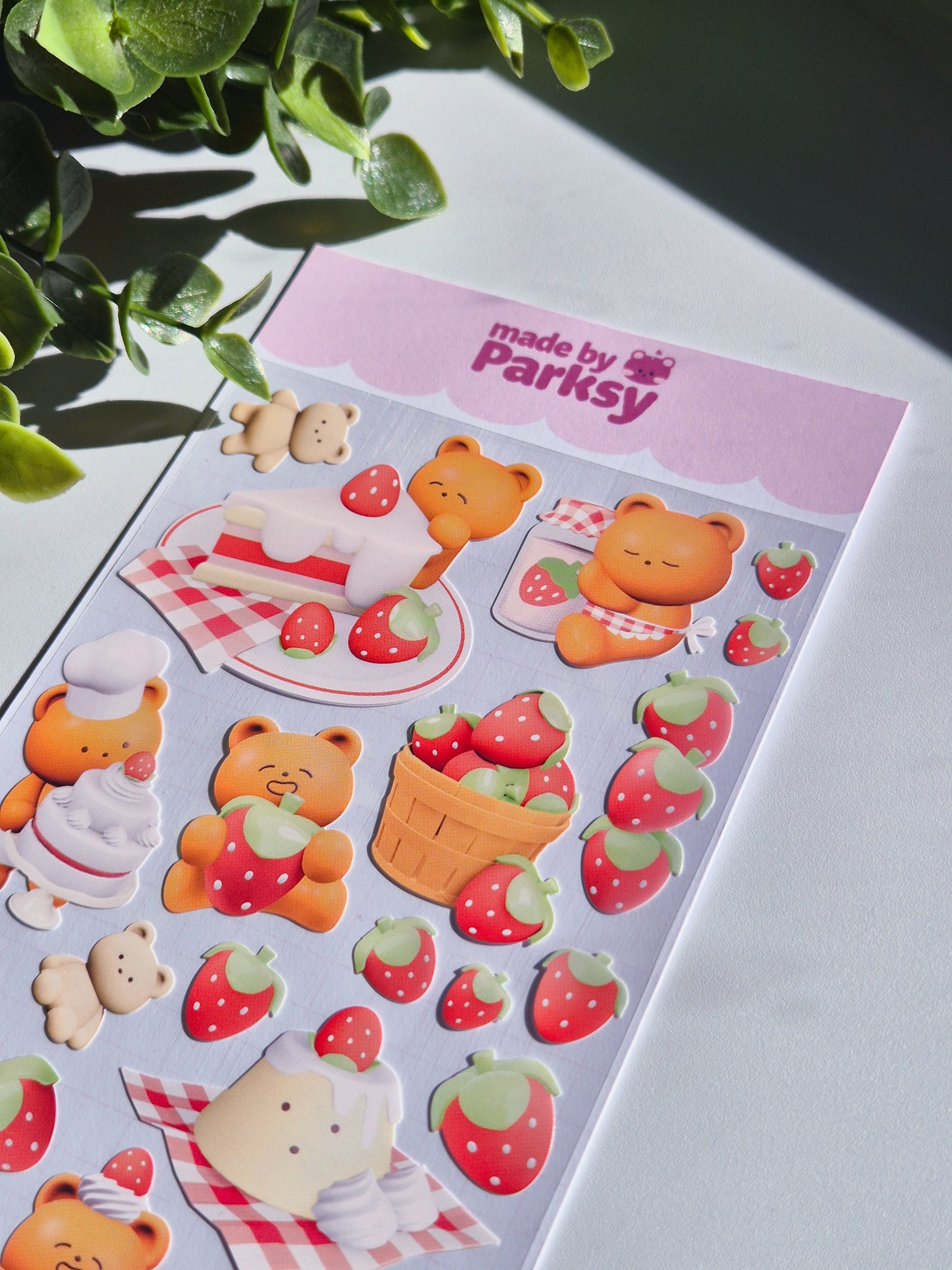 Strawberry Bear Korean Sticker Sheet / S47