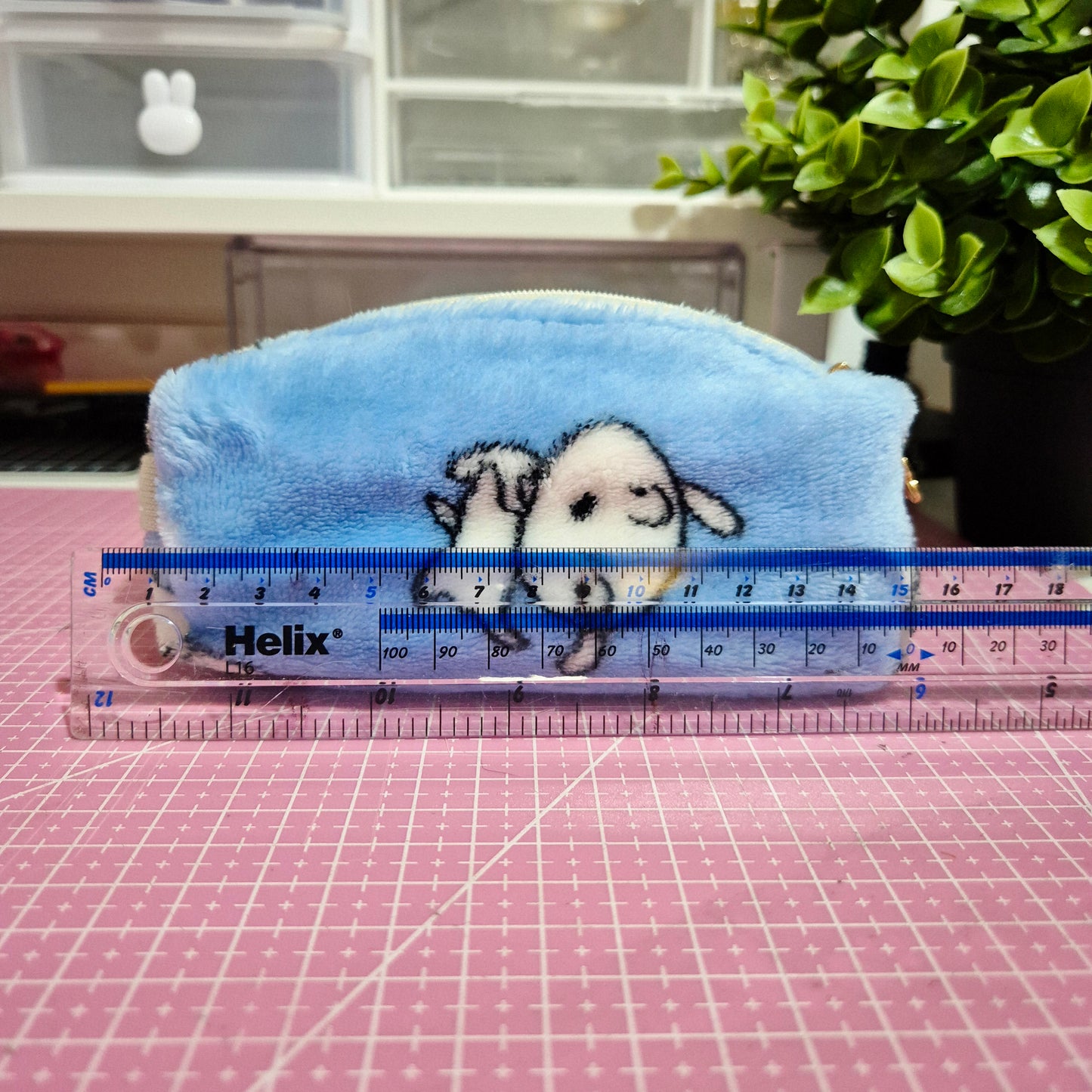 Fluffy blue Mini Pouch