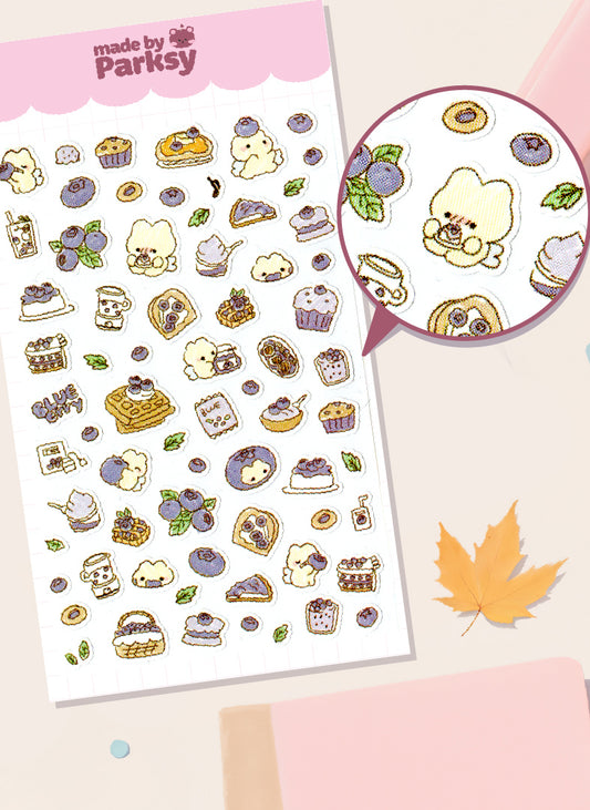 Journaling Blueberry friends Japanese Style Sticker Sheet / s16