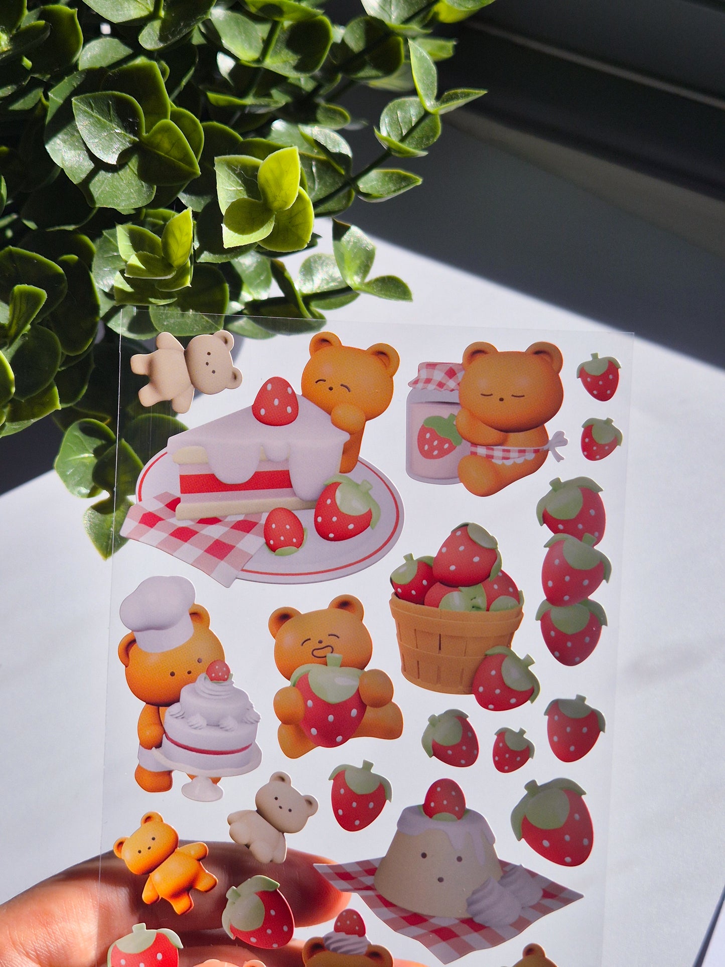 Strawberry Bear Korean Sticker Sheet  / S47