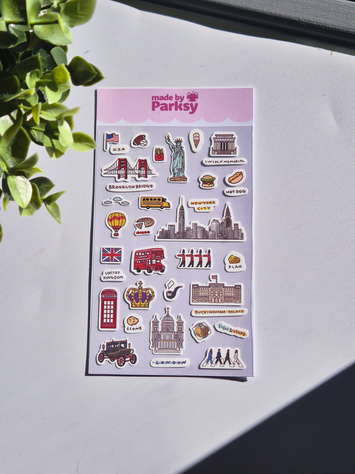 US & UK Traveling 3 Sticker Sheet  / s28