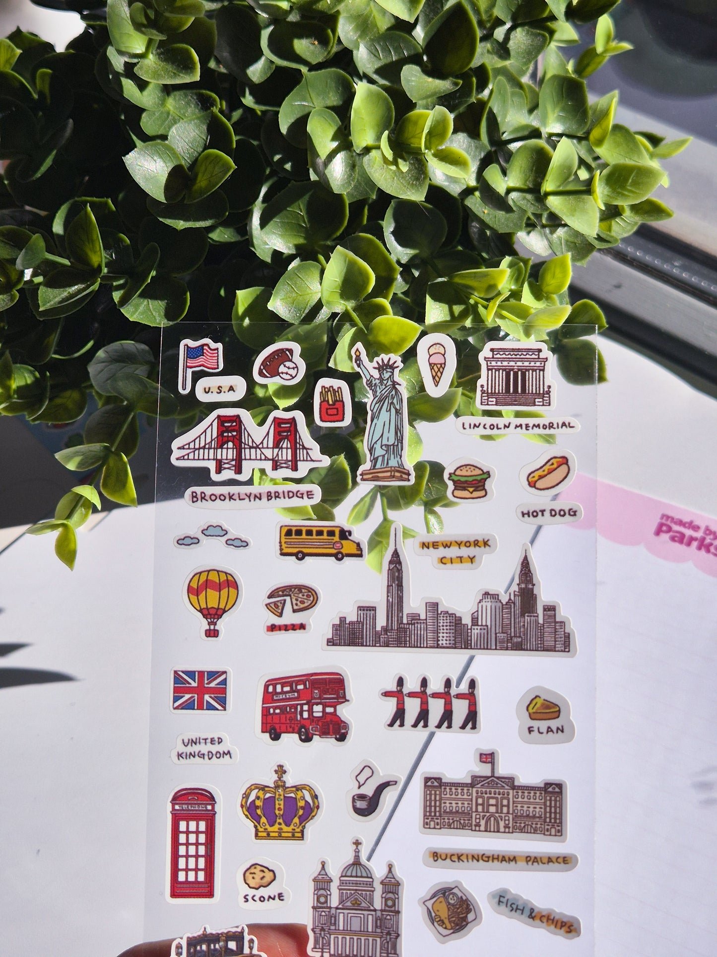 US & UK Traveling 3 Sticker Sheet  / s28