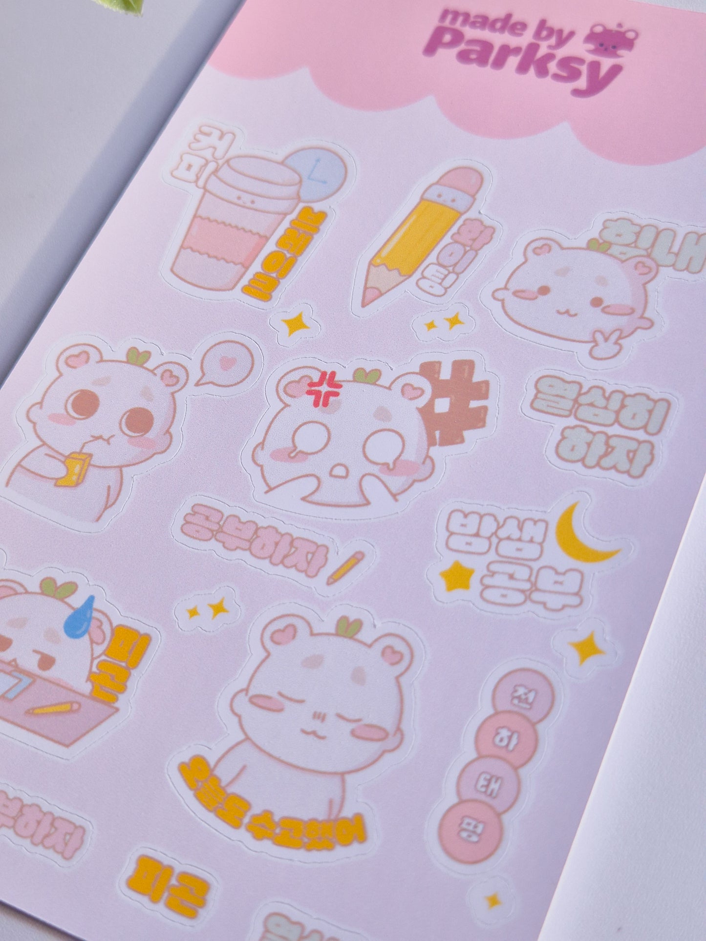 Study hard Korean Sticker Sheet  / S60
