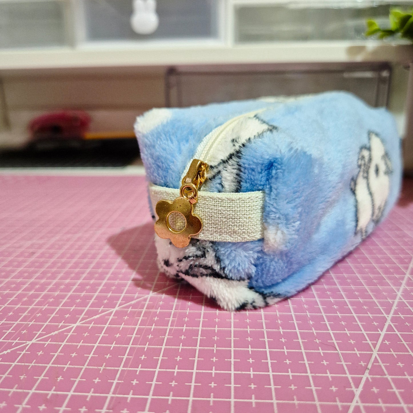 Fluffy blue Mini Pouch