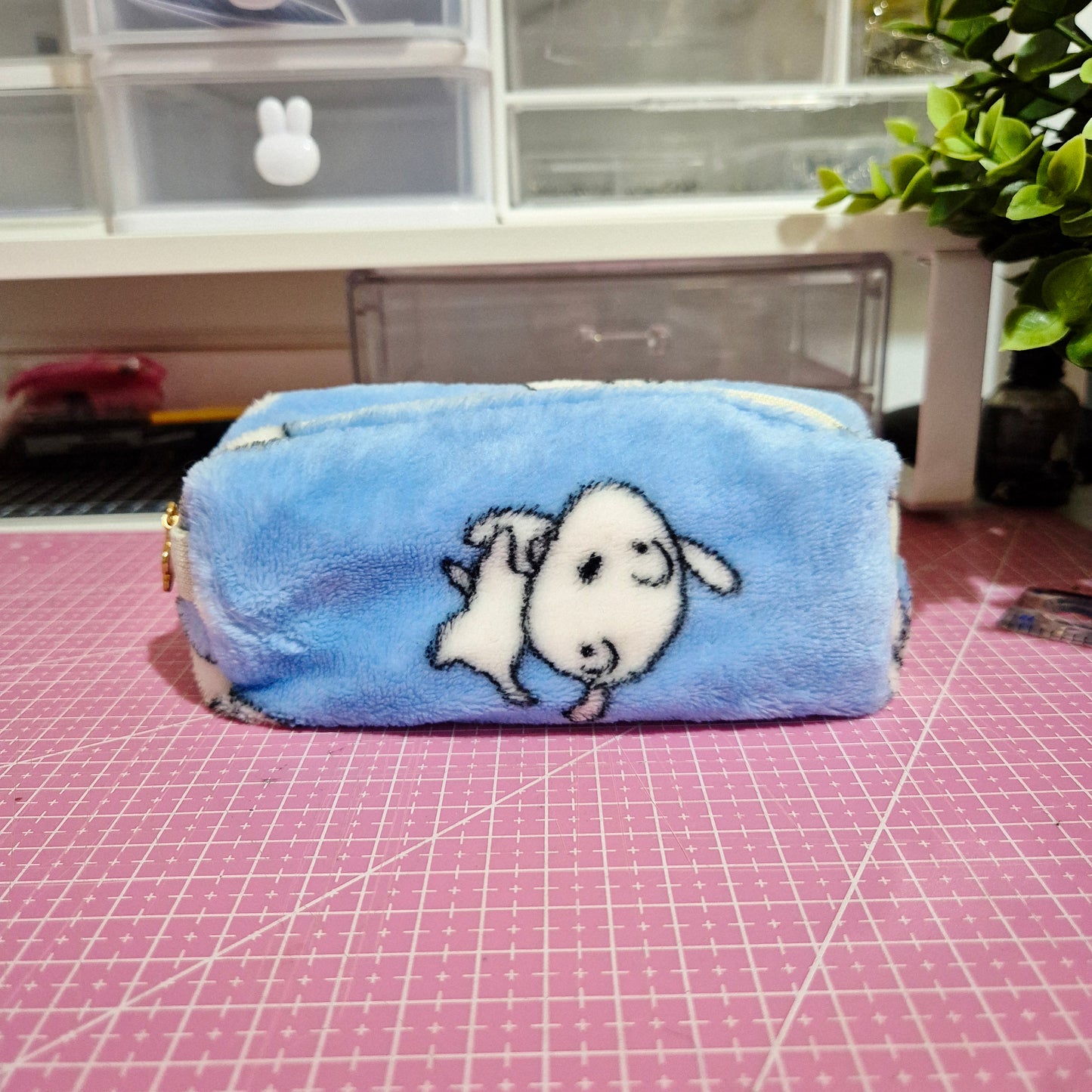 Fluffy blue Mini Pouch