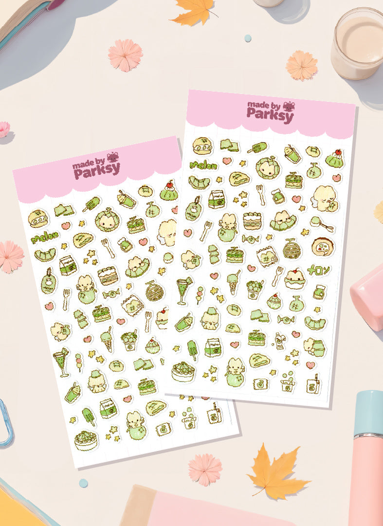 Journaling Melon friends Japanese Style Sticker Sheet  / s13