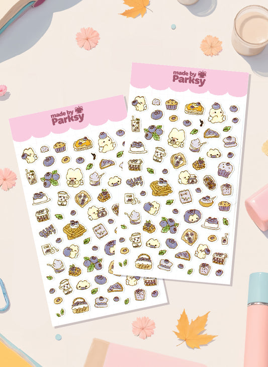 Journaling Blueberry friends Japanese Style Sticker Sheet  / s16
