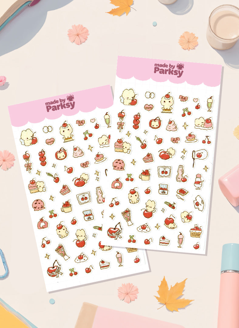 Journaling Cherry friends Japanese Style Sticker Sheet  / s14