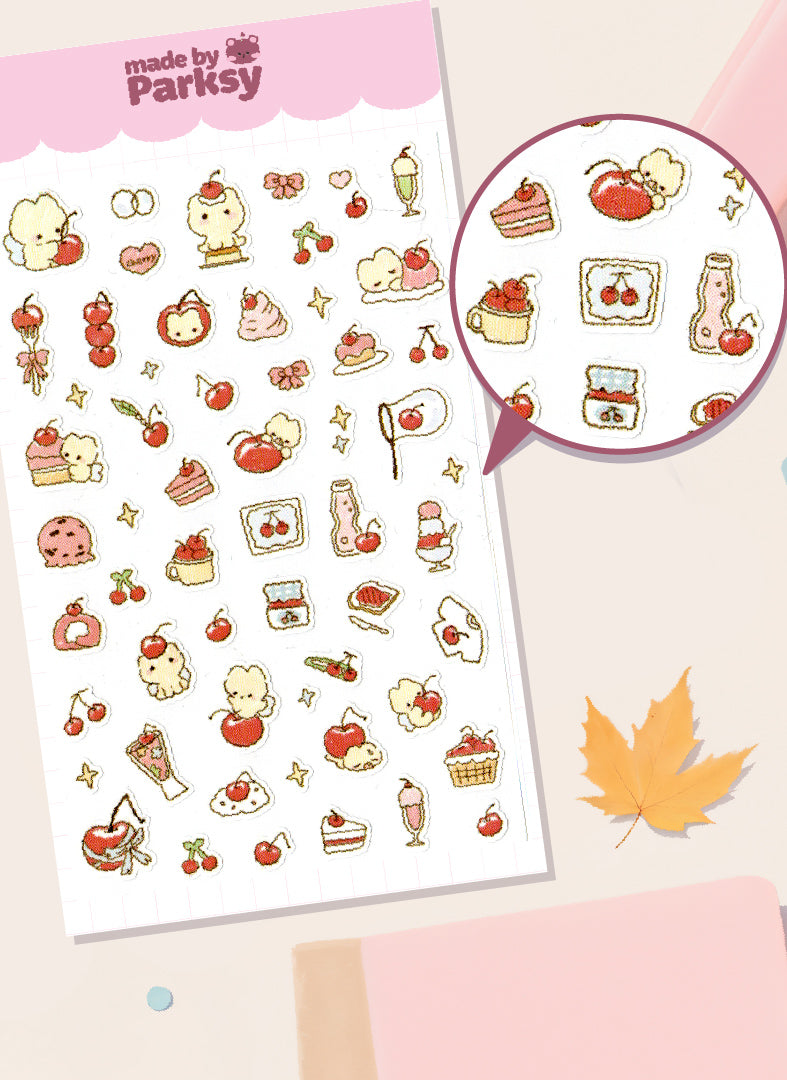 Journaling Cherry friends Japanese Style Sticker Sheet  / s14