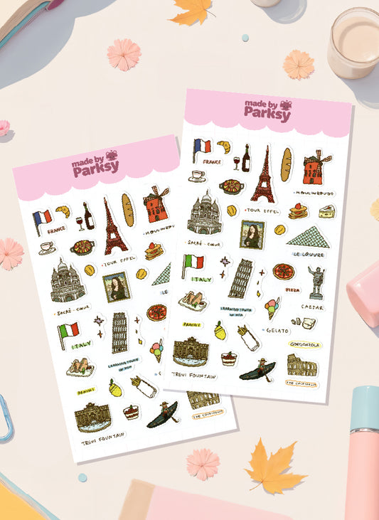 France & Italy Traveling 2 Sticker Sheet  / s27