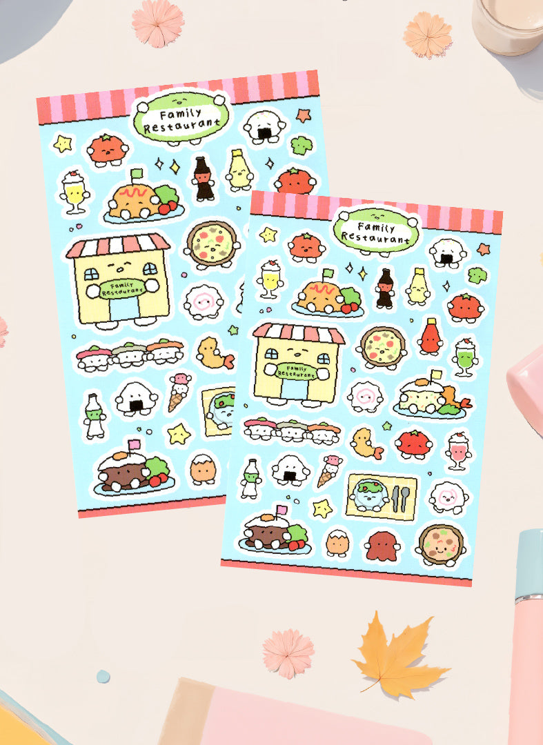 Family restaurant Korean Sticker Sheet  / S55